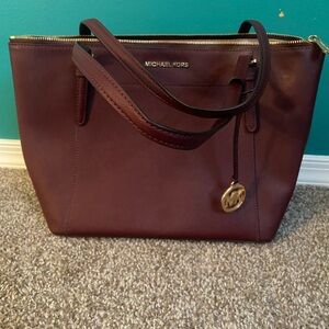 Burgundy/Wine Michael Kors Tote Bag